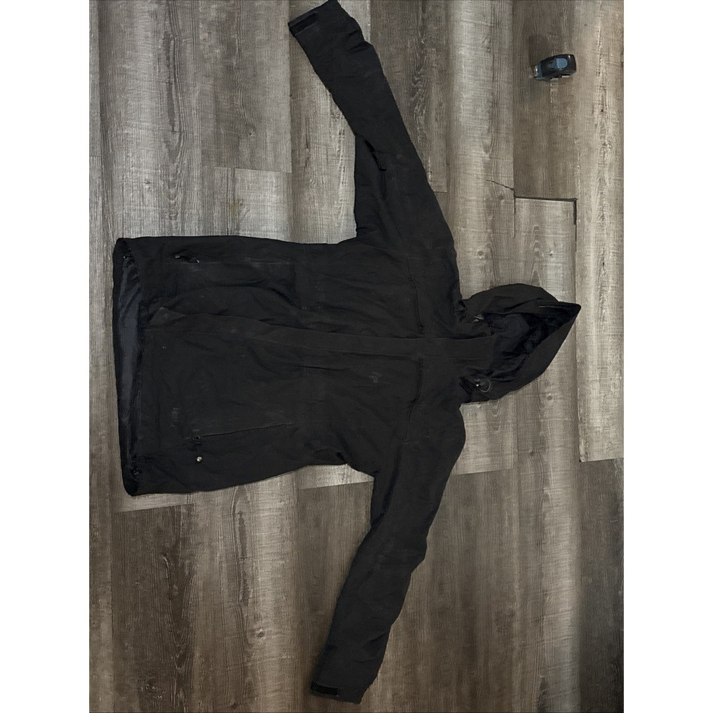 REI Co-op Elements Rain Jacket Womens Small Black Waterproof Hooded Full Zip